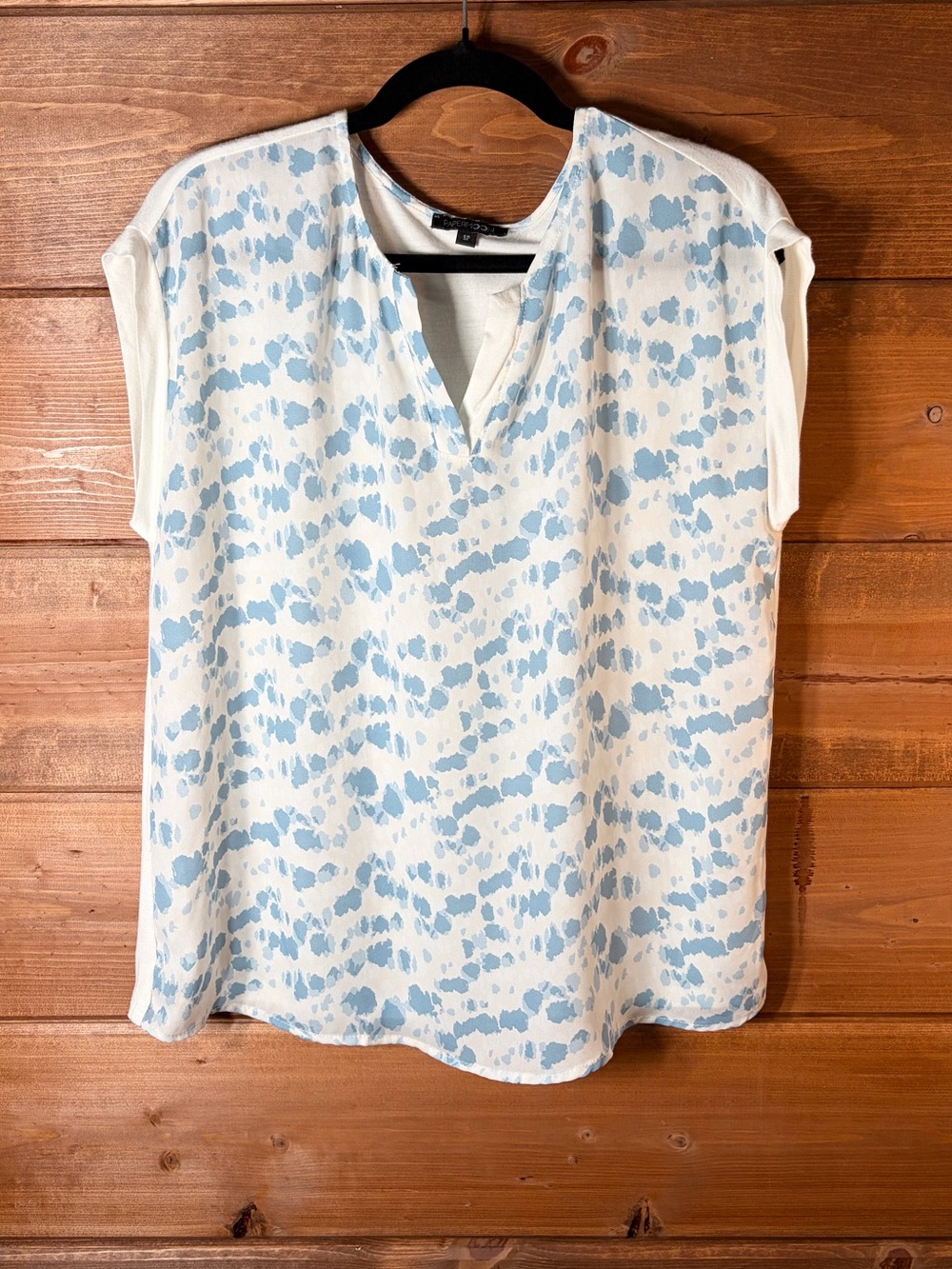 Papermoon Oversized Sleeveless Top with Light Blue Dot Print Size Small Petite 💕